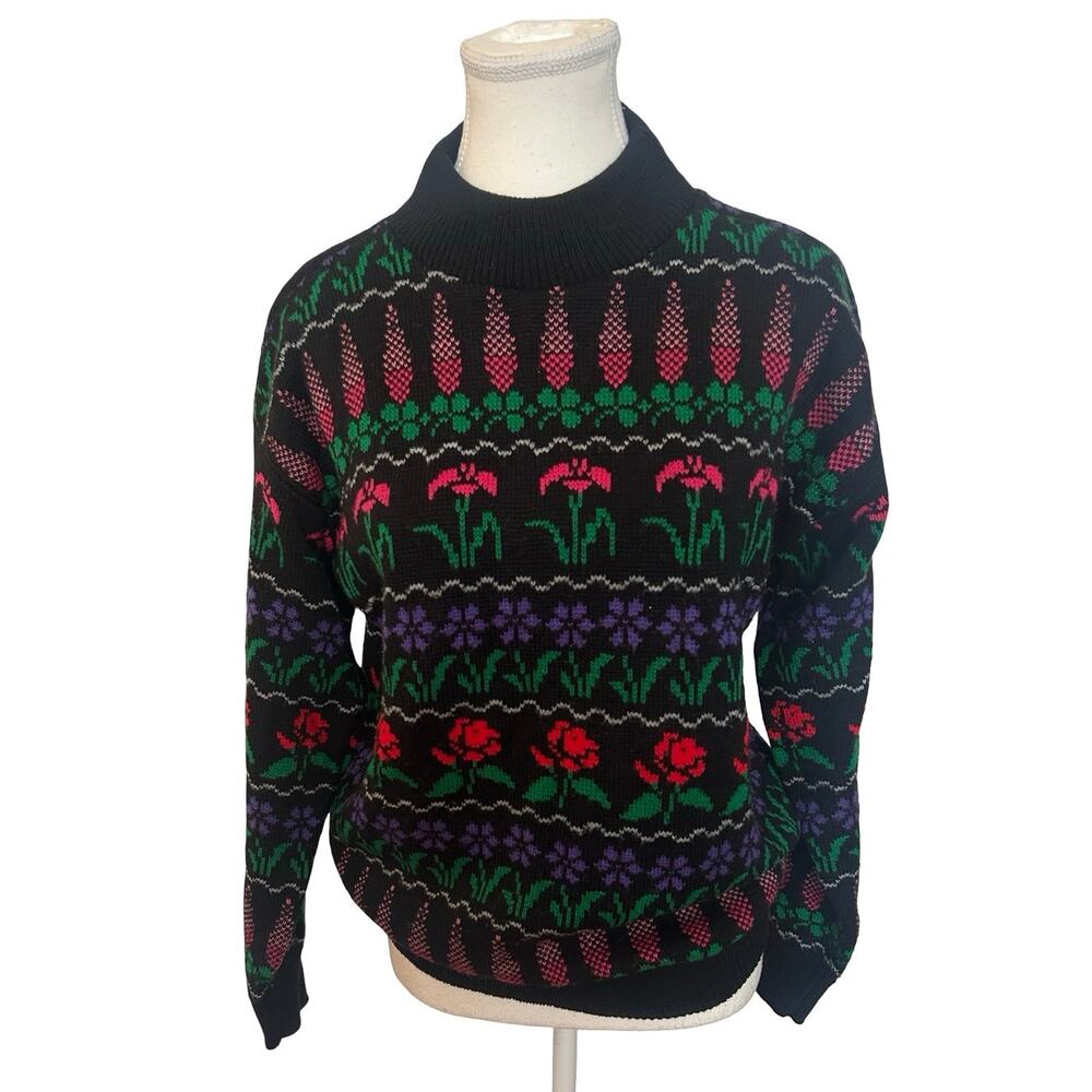 Vintage Ashleigh Morgan Floral Band Knit Sweater